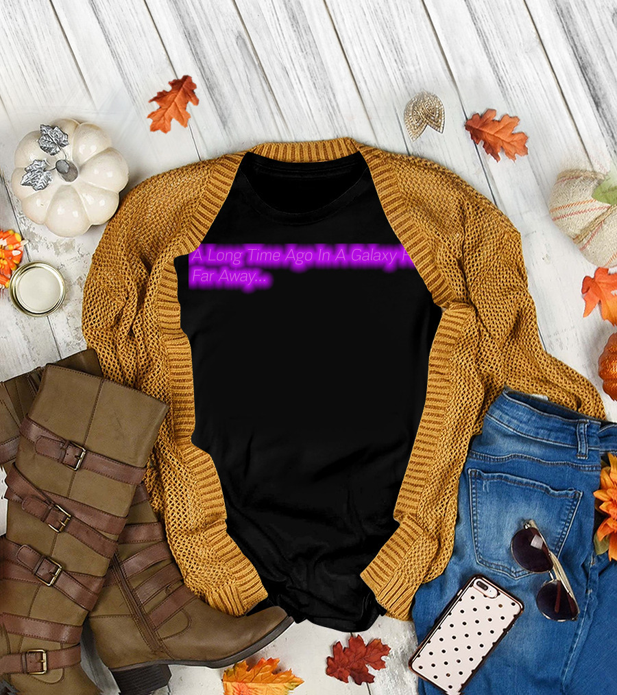 A Long Time Ago In A Galaxy Far Far Away Neon Glow Text T-Shirt