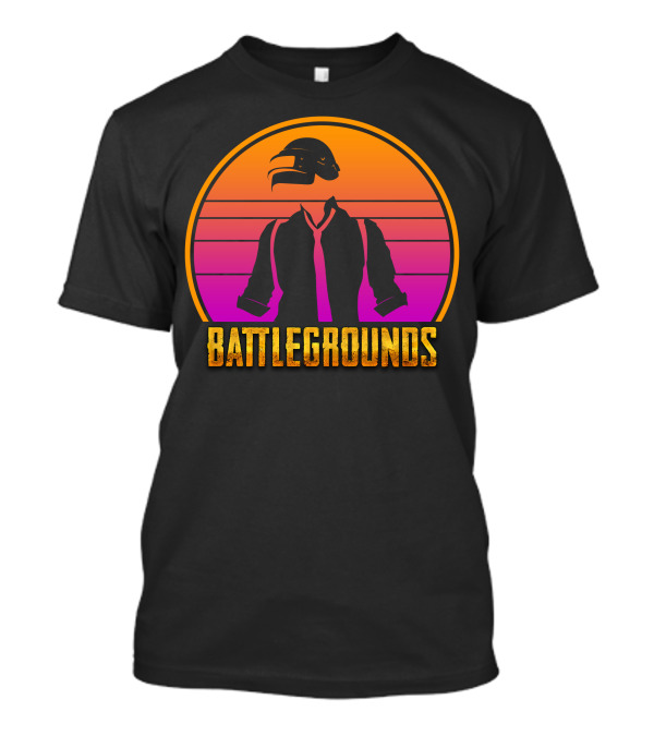 Battlegrounds Vaporwave Helmet Neon Sunset T-Shirt