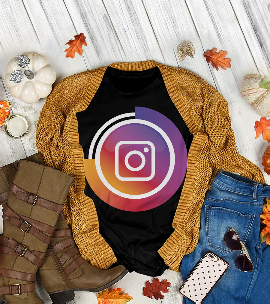 Instagram Camera Icon with Circular Gradient Background T-Shirt