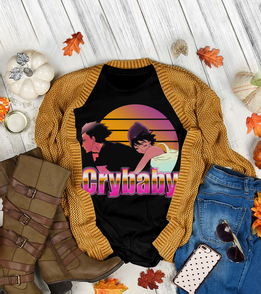 Crybaby Aesthetic Sunset Anime Vaporwave T-Shirt