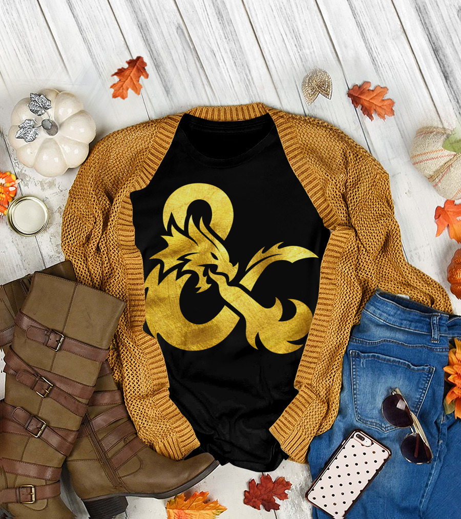 Dungeons Dragons Gold Ampersand Dragon T-Shirt
