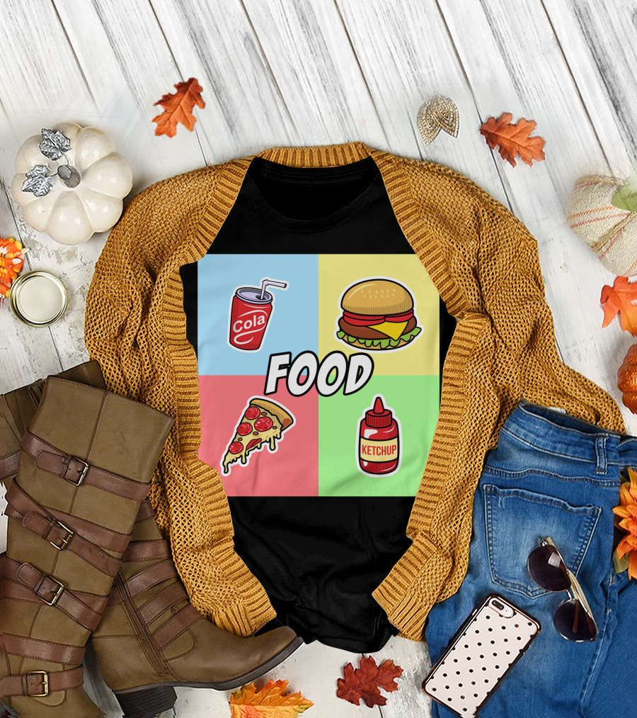 Cola Burger Pizza Ketchup Food For Dark T-Shirt