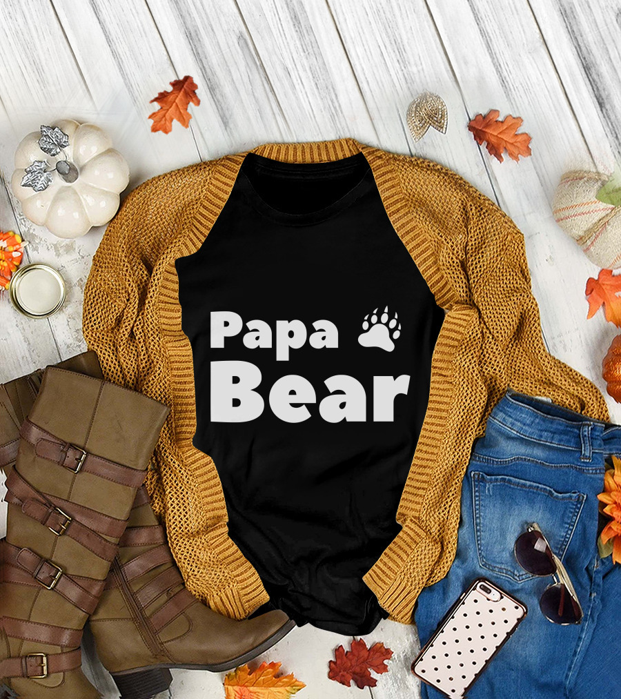Papa Bear Funny Paw Prints T-Shirt