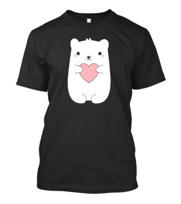 Hearts And Cute Kawaii Polar Bear With Pink Heart T-Shirt