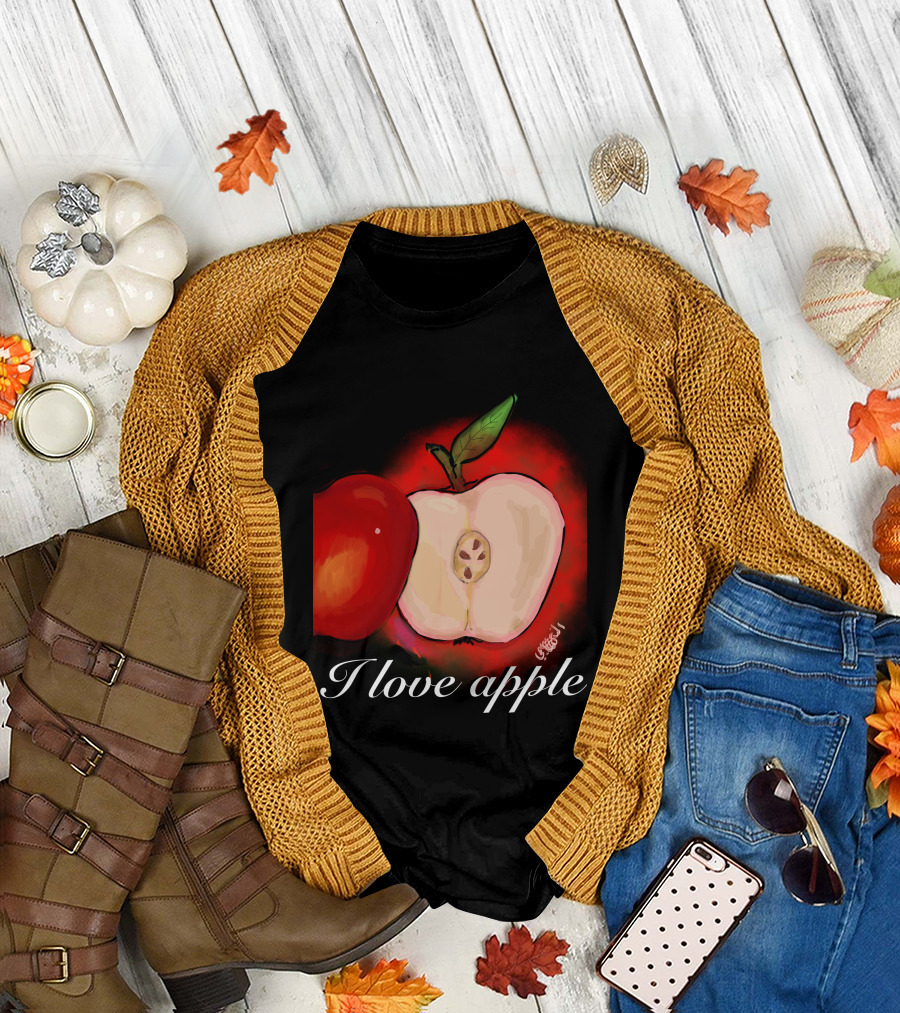 I Love Apple Juicy Red Fruit Artistic T-Shirt