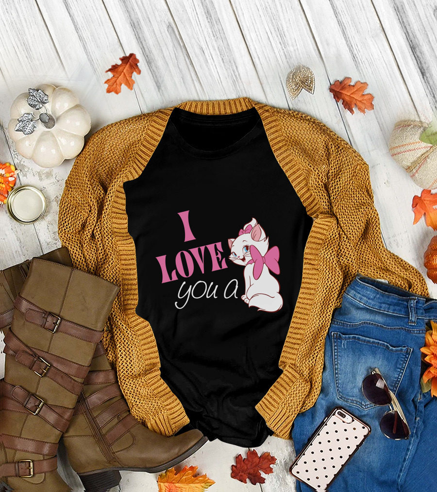 I Love You A Cat with Pink Bow T-Shirt