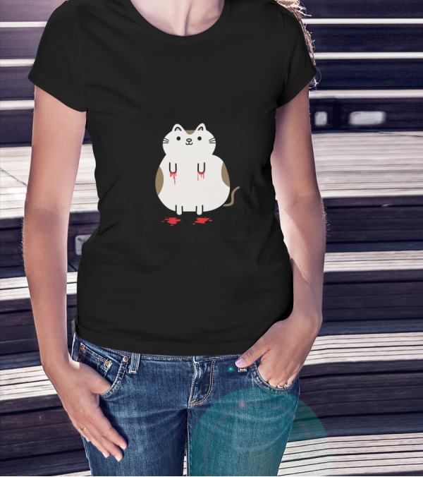 I Scratch You Because I Love You Cute Cat With Bloody Paws T-Shirt