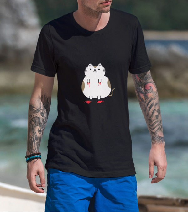 I Scratch You Because I Love You Cute Cat With Bloody Paws T-Shirt