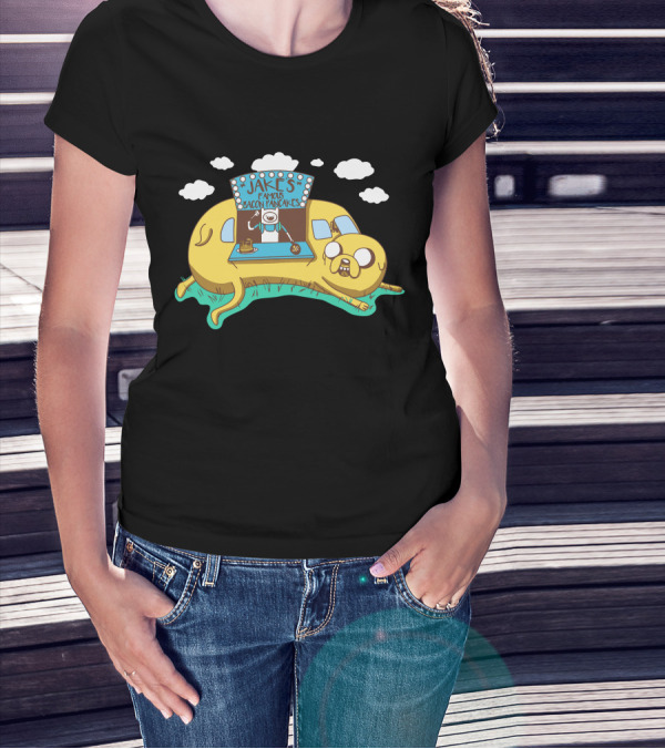 Jakes Famous Bacon Pancakes Cartoon Dog And Pancake Stand With Clouds And Classic Comic T-Shirt