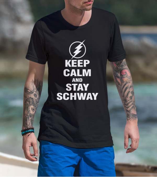 Keep Calm And Stay Schway Flash Lightning Bolt Emblem T-Shirt