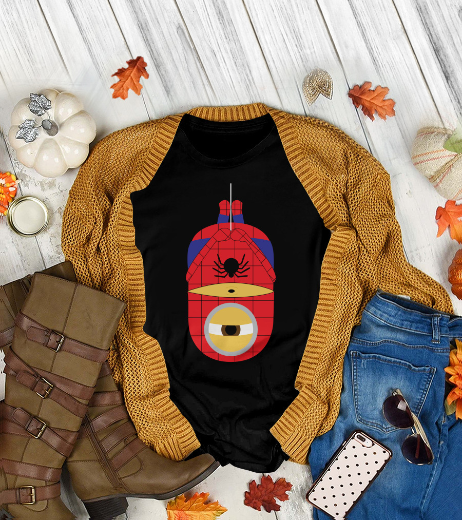 Minion Spider-Man Hanging Parody Superhero T-Shirt
