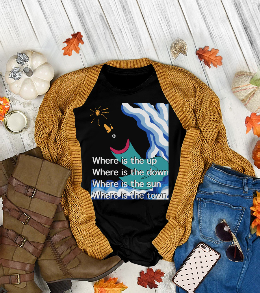 Where Is The Up Down Sun Town Bird with Waves and Sun T-Shirt
