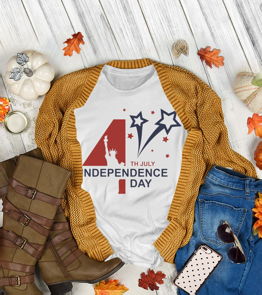 4th July Independence Day Statue of Liberty Stars T-Shirt
