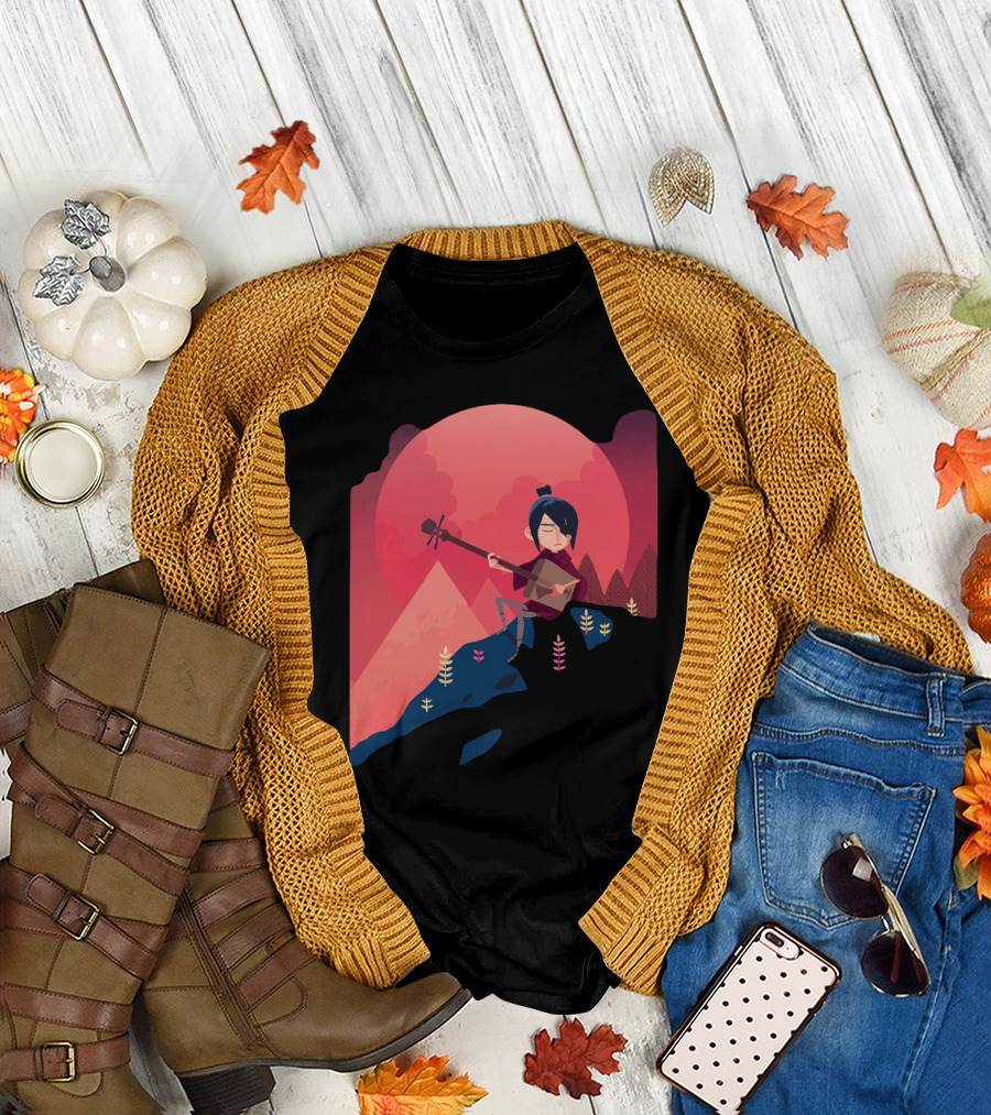 A Song On The Mountain Red Sunset Musician On Hilltop T-Shirt