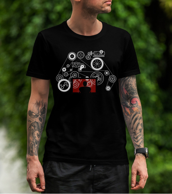 Awesome Engineer Surrounded By Gears And Computer Setup T-Shirt