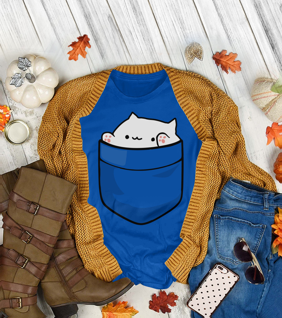 Bongo Cat in Pocket White Kitty Wholesome Meme T-Shirt
