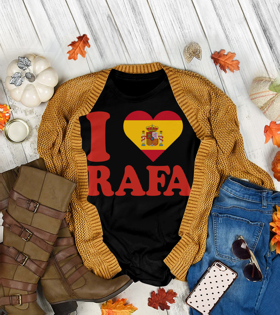 I Love Rafa Spain Flag Heart Emblem T-Shirt