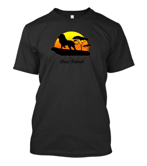 Mufasa And Simba Best Friend Silhouette Sunset Scene T-Shirt
