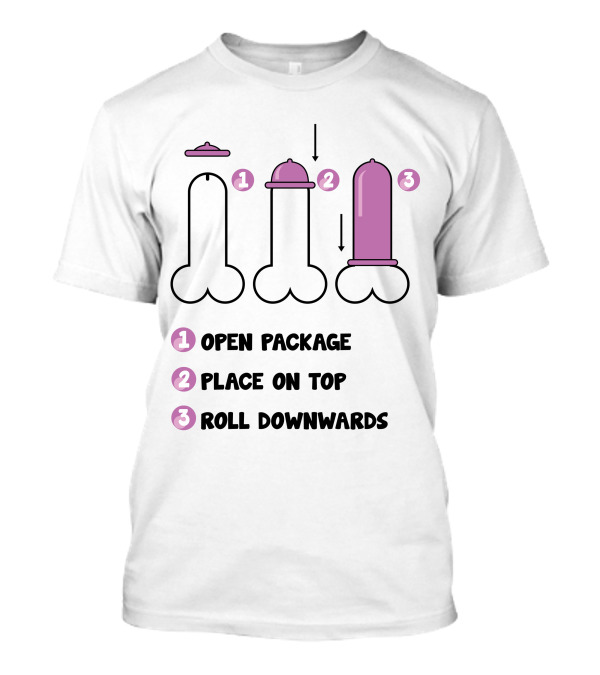 Open Package Place On Top Roll Downwards Three-Step Guide T-Shirt