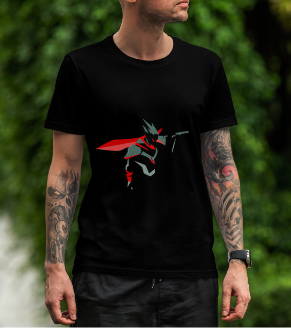 Shadow Flighter Warrior With Red Cape And Sword T-Shirt