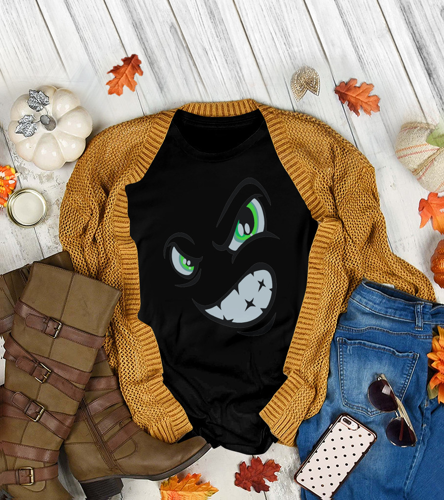 Angry Cartoon Face Grinning Eyes and Teeth T-Shirt