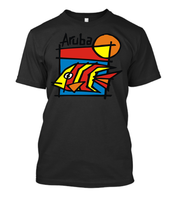 Aruba Tropical Fish With Sunset Background T-Shirt