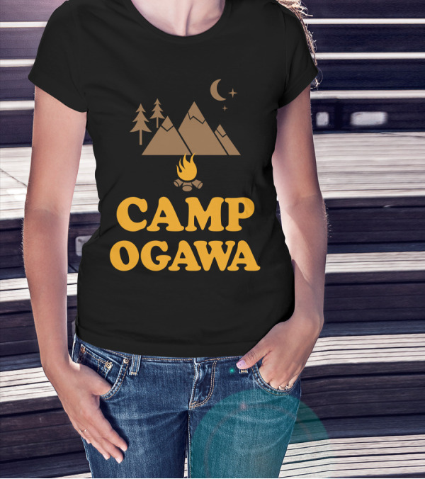 Camp Ogawa Mountains Bonfire Moon And Stars T-Shirt