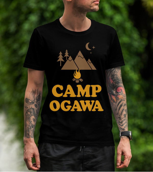 Camp Ogawa Mountains Bonfire Moon And Stars T-Shirt