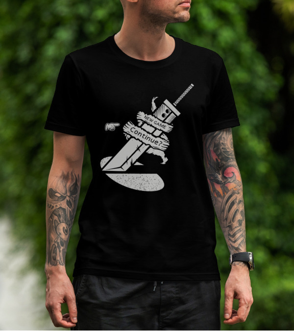 Final Fantasy VII Buster Sword New Game Continue T-Shirt