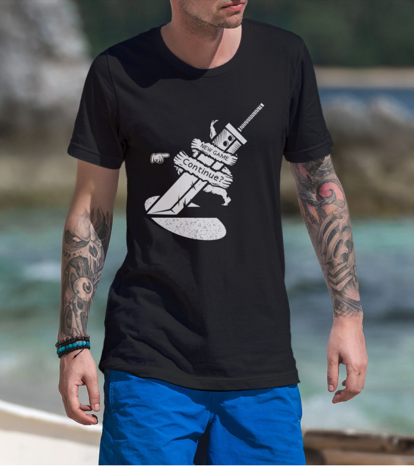 Final Fantasy VII Buster Sword New Game Continue T-Shirt