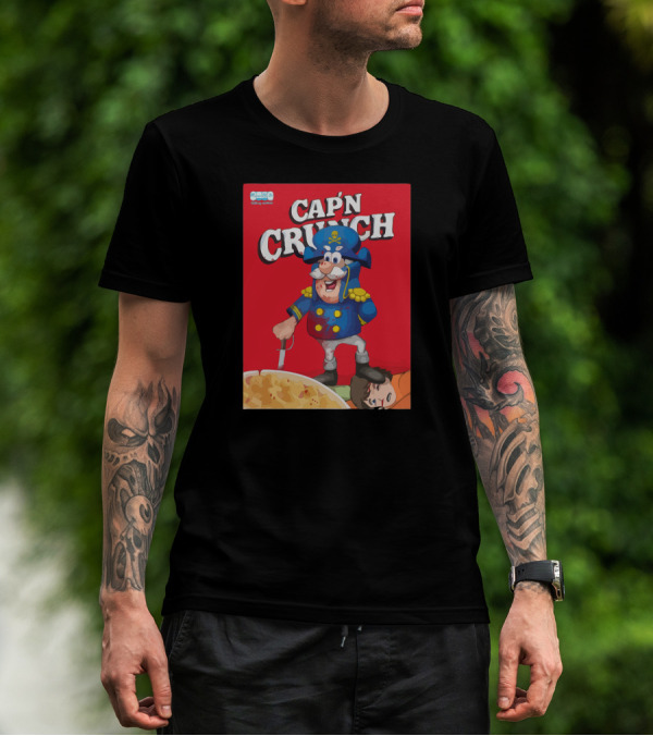 Cap'n Crunch Crunchy Cereal Maniac Cartoon Red Box T-Shirt