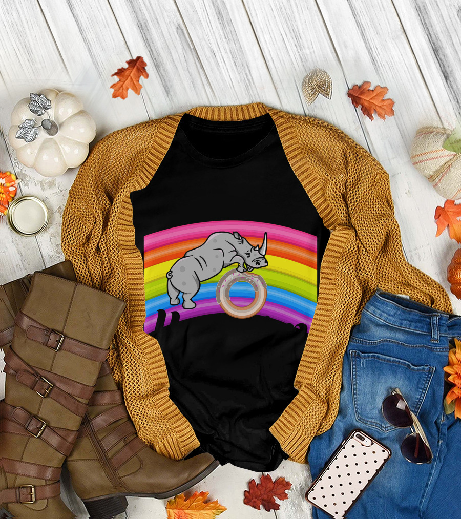 Please Don't Feed the Unicorn Rainbow Rhino Donut T-Shirt