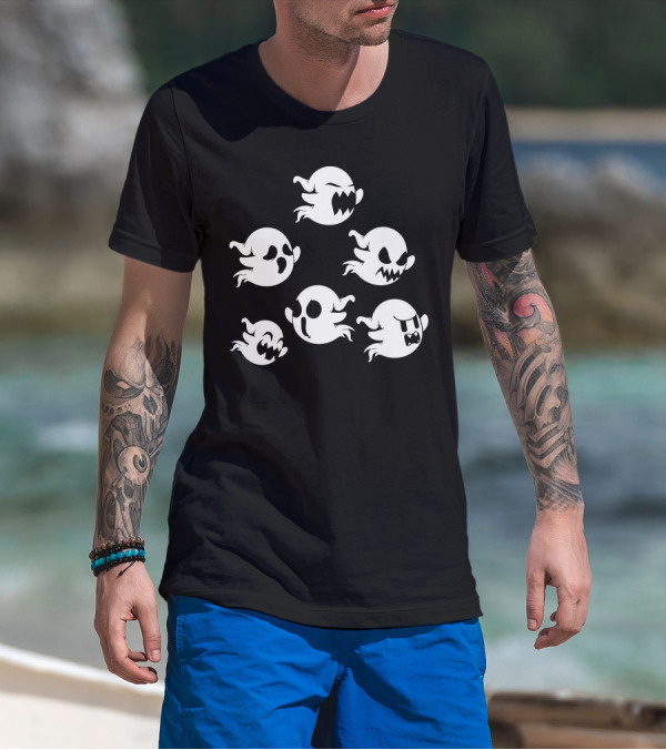 Ghost Boos Spooky Expressions Emoji Faces T-Shirt