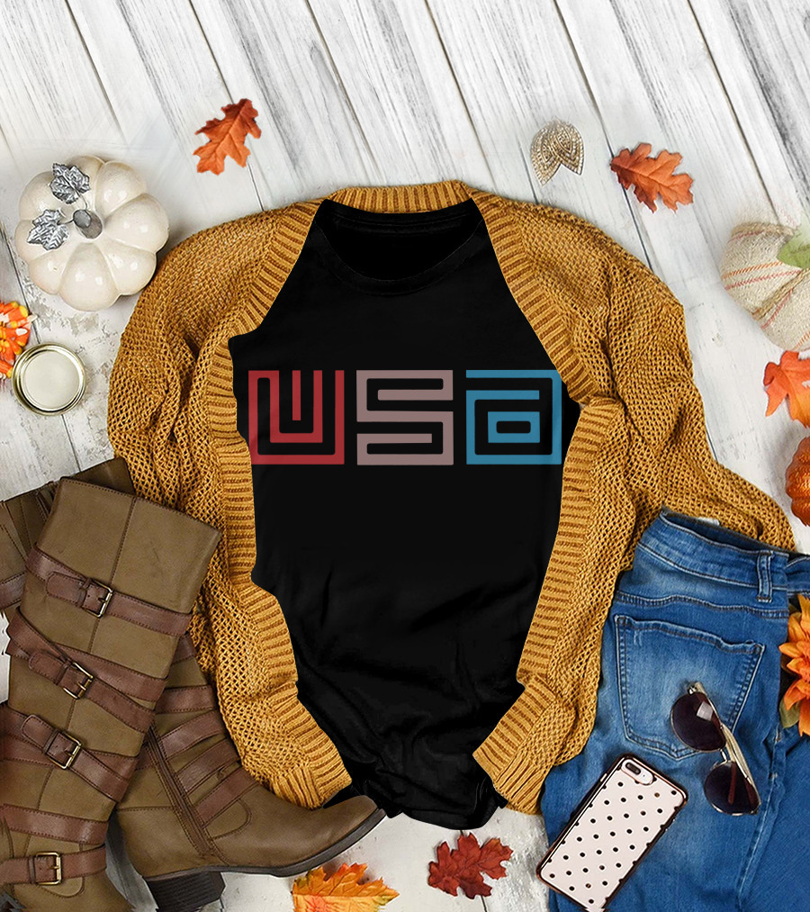 USA Maze Design in Red, White, and Blue T-Shirt
