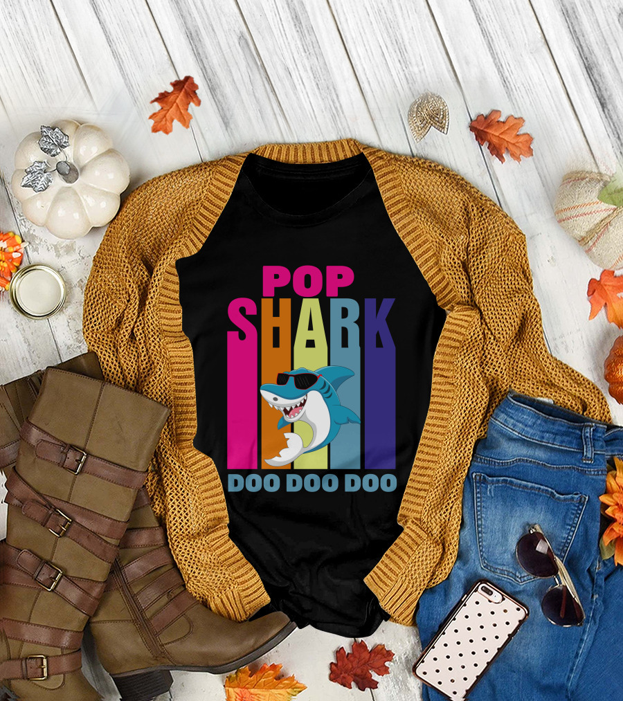 Pop Shark Doo Doo Doo Sunglasses Cool Vibes T-Shirt