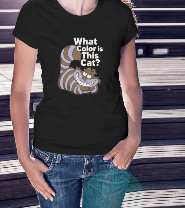 What Color Is This Cat Cheshire Stripes Optical Illusion T-Shirt