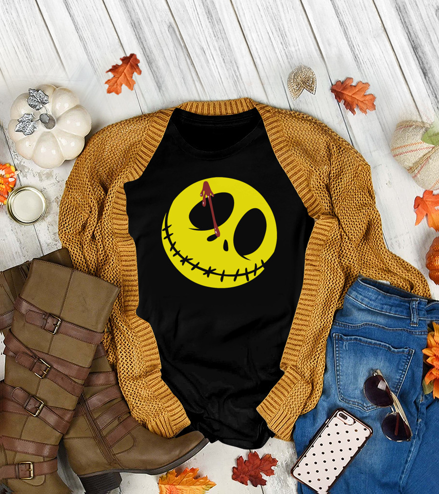 Who es The Skellignton Smiley Face Horror T-Shirt