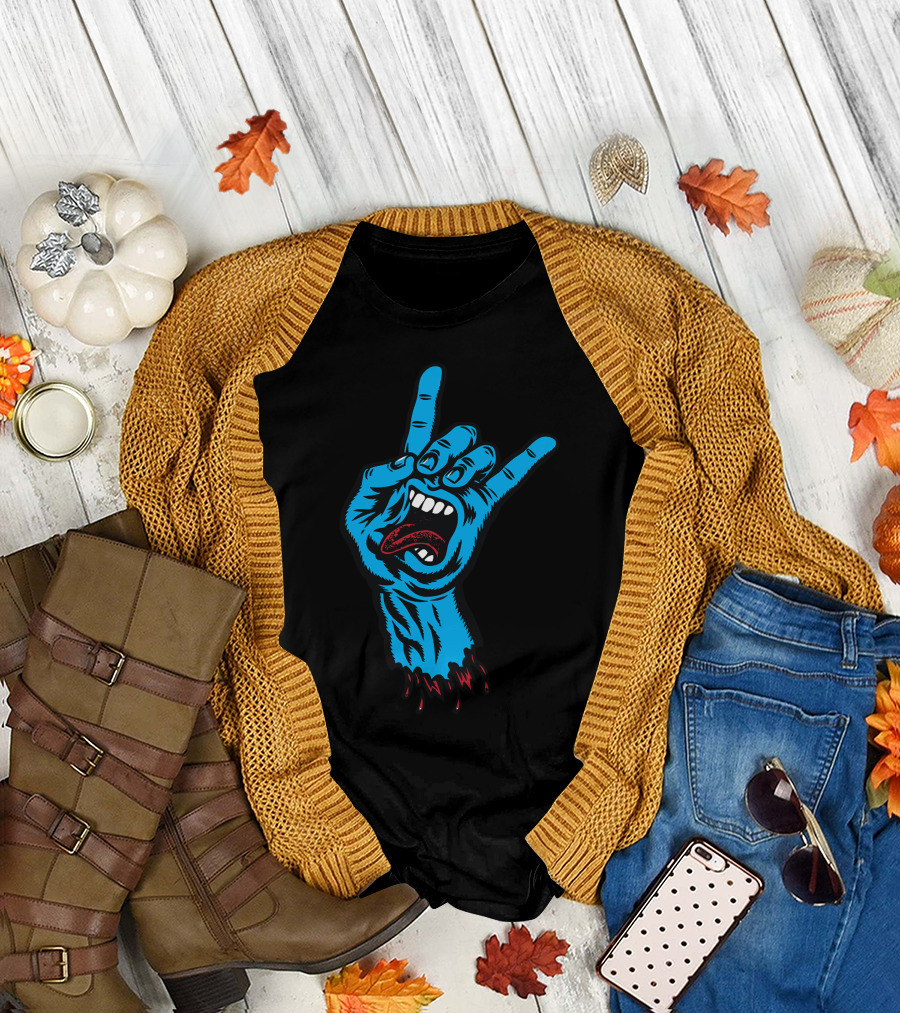 Handhorns Rock On Zombie Tongue Gesture T-Shirt