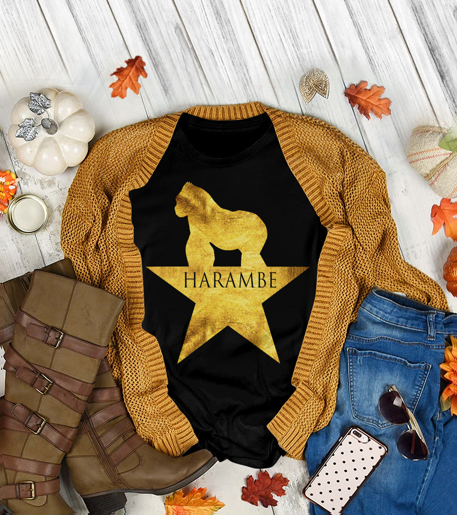 Harambe Gold Gorilla on Star Hamilton T-Shirt