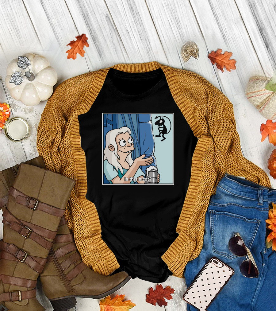 Is This A Cat Curious Woman with Creature and Drink T-Shirt