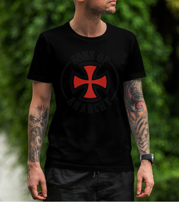Sons Of Anarchy Red Iron Cross Bikers T-Shirt
