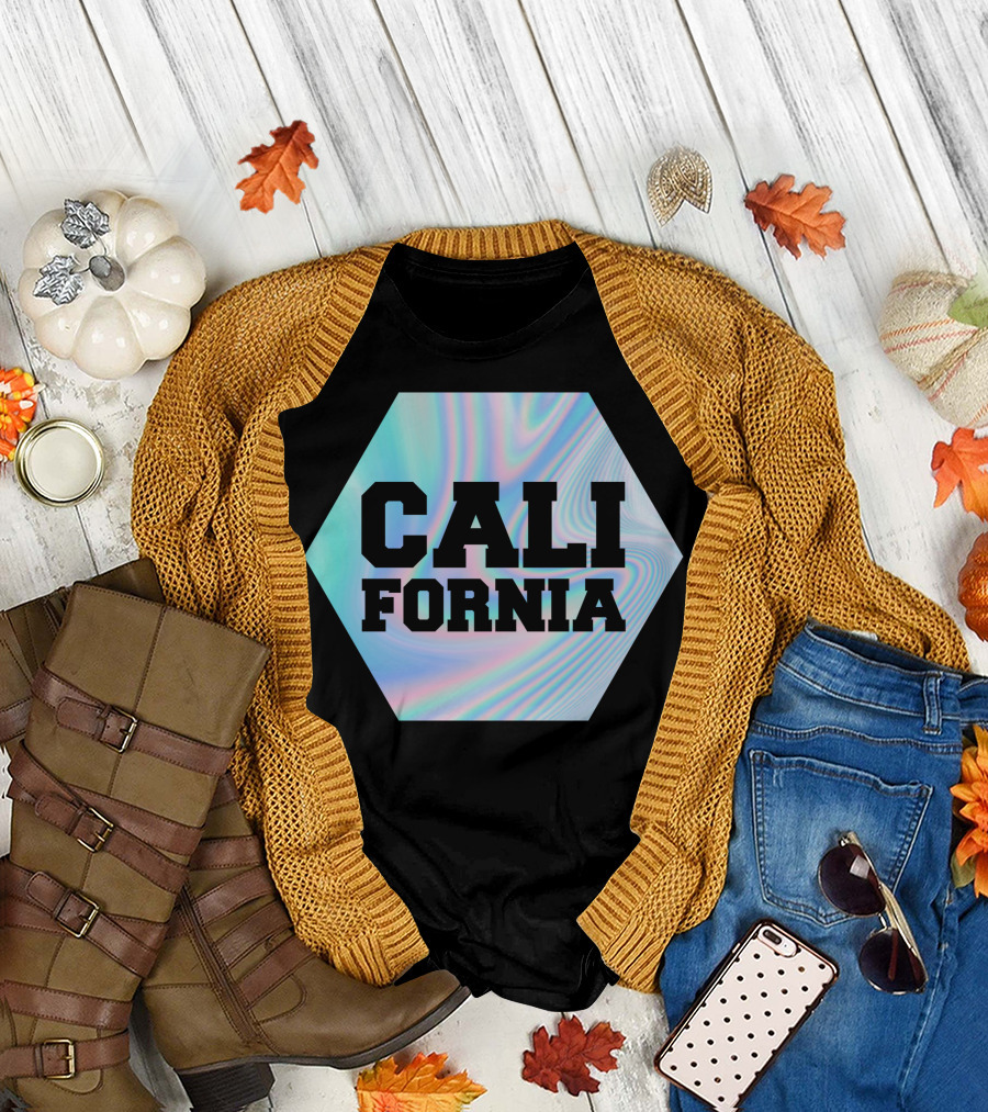 California Iridescent Hexagon Holographic T-Shirt
