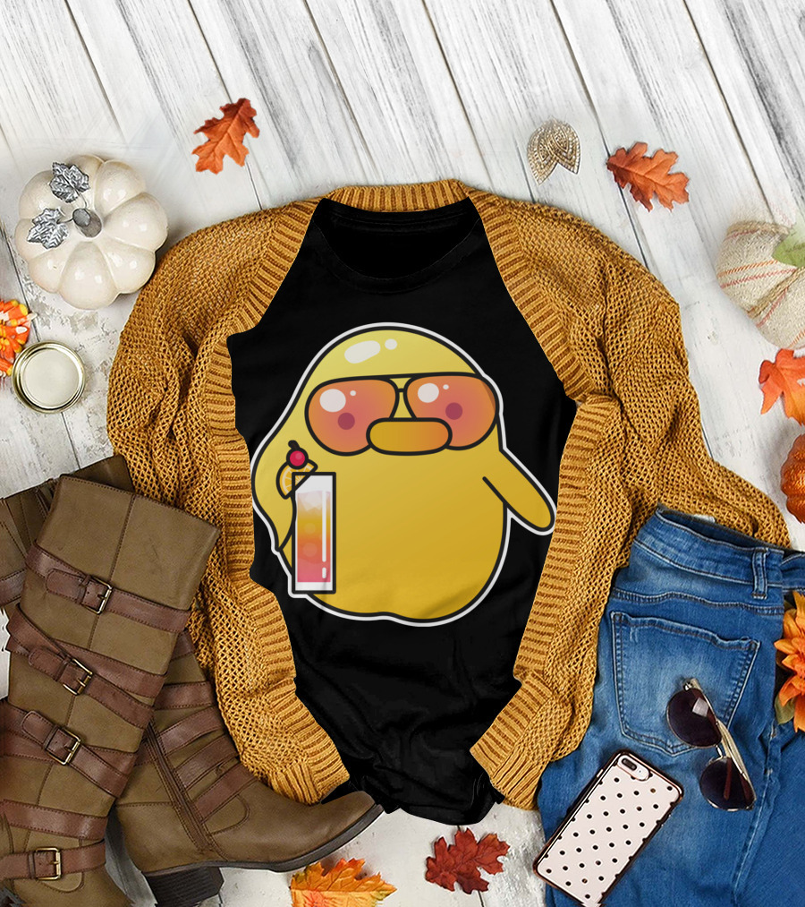 Fooya Summer Duck with Sunglasses and Cocktail Drink T-Shirt