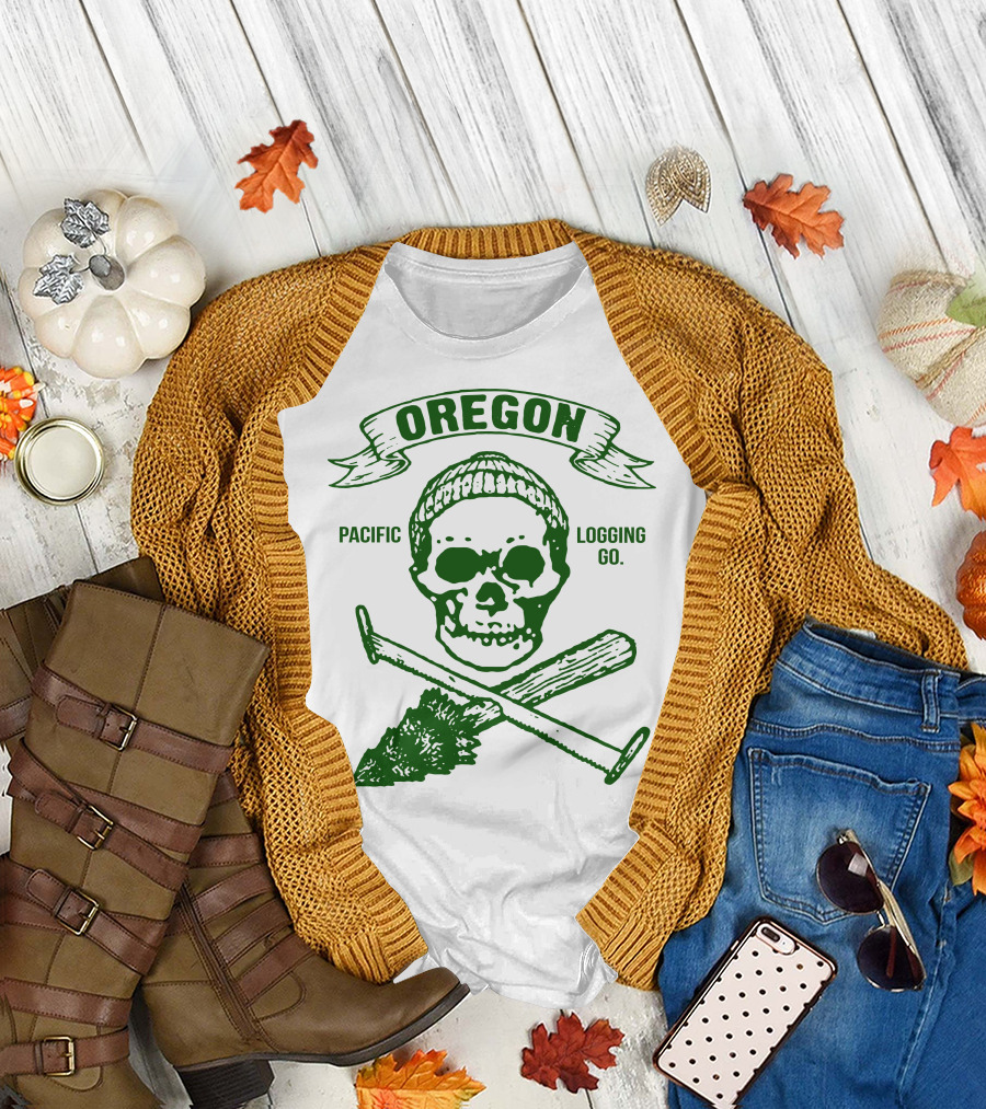 Oregon Pacific Logging Co Skull with Crossed Axes T-Shirt