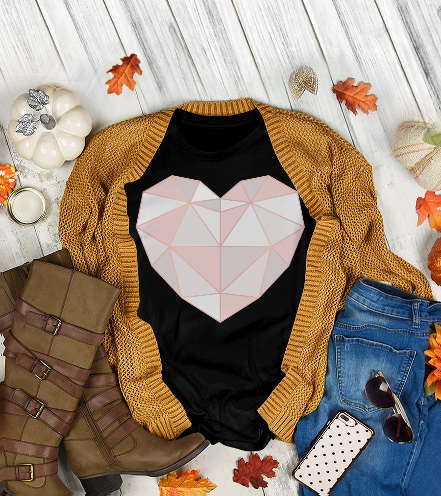 Polygonal Heart Geometric T-Shirt