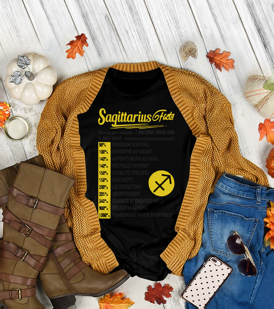 Sagittarius Facts Adventurous Honest Independent Freedom-Loving Sarcastic T-Shirt