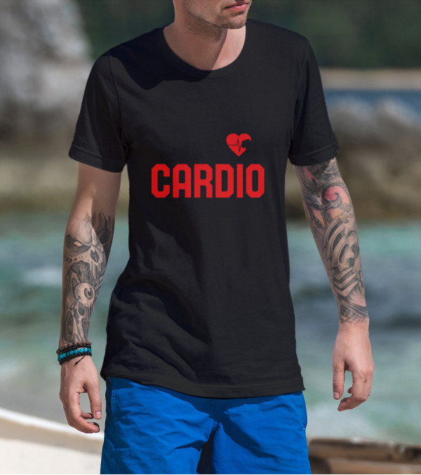 Turning Up Is My Cardio Heart Dumbbell Icon Fitness Motivation T-Shirt
