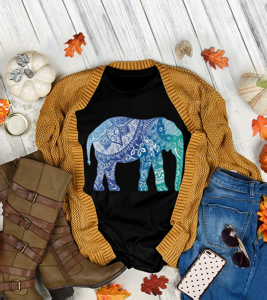 Blue Elephant Mandala T-Shirt
