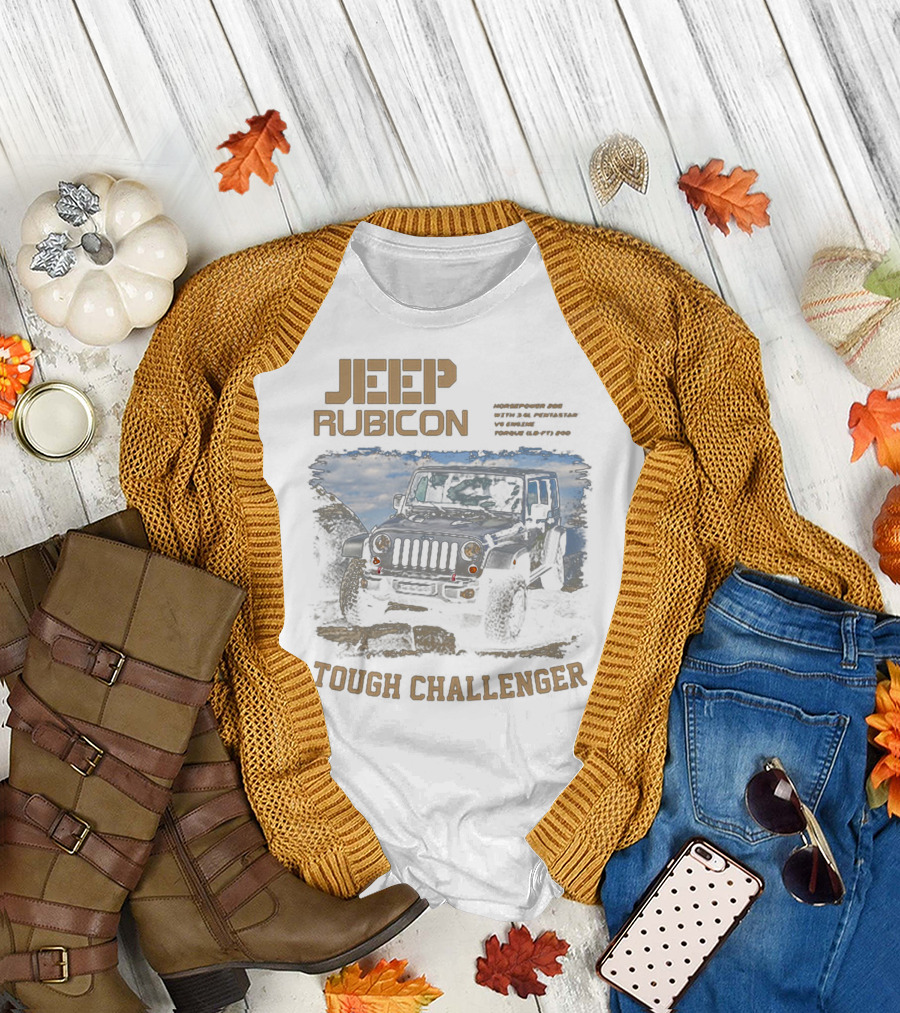 Jeep Rubicon Tough Challenger V6 285 Horsepower Pentastar Engine Torque 260 4X4 Adventure T-Shirt