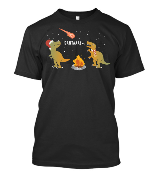 T-Rex Santaaa Meteor Christmas Campfire T-Shirt